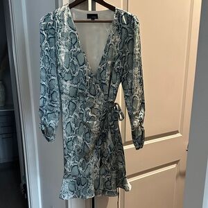 Lucy Paris Snake-Print Wrap Dress - Green/White